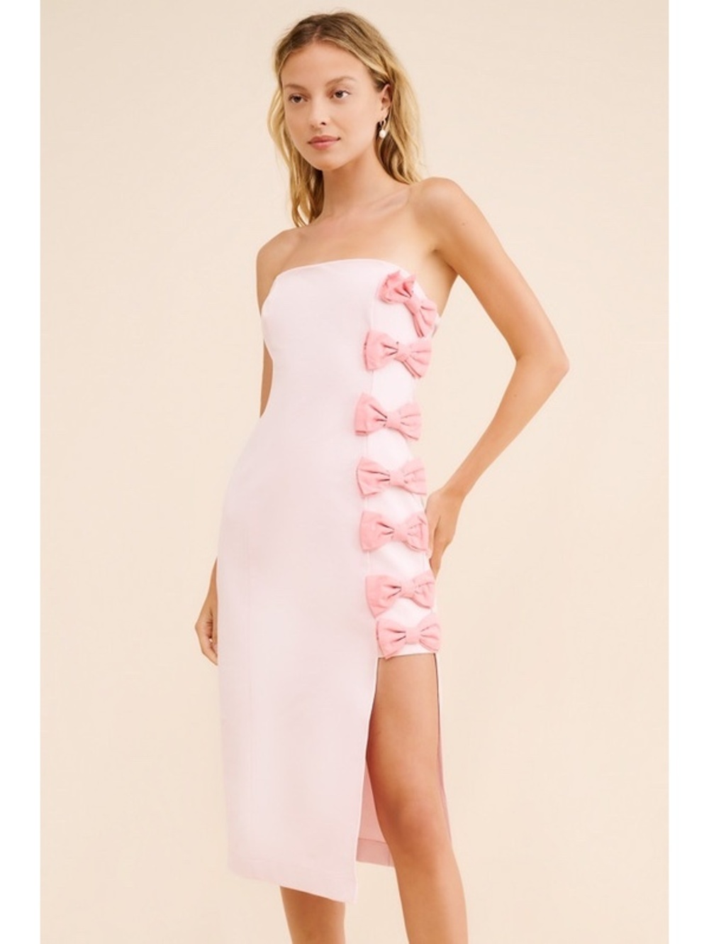 BHLDN Lia Strapless Bow Midi Dress